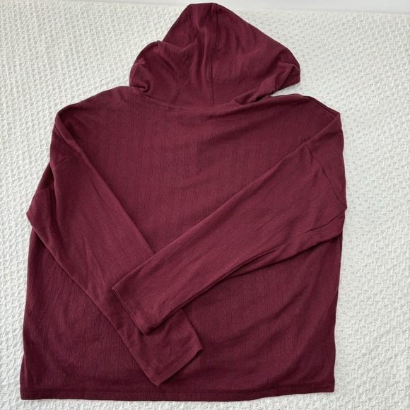 Toad & Co Hoodie Foothill Pointelle Large Maroon Top Organic Pullover Gorpcore - Picture 11 of 12